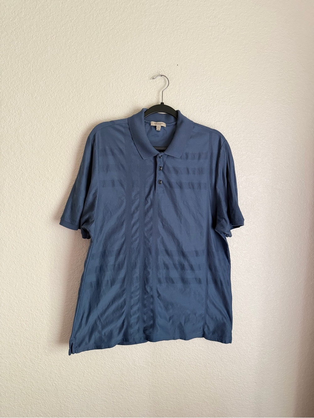 Burberry Men’s Vintage Cotton Check Short Sleeve Polo XXL Blue